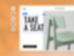 The homepage of a furniture company’s website featuring a green chair. The page header says “Take a seat” and is being edited with Wix’s website builder.