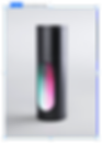 A screenshot from the Velo platform showing a component, which is an image of a product. The product is a black, standing cylindrical smart home speaker with cylindrical hole with green and pink light rays